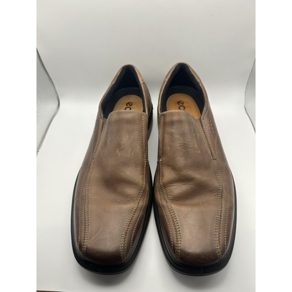 Ecco Slip On Loafers Brown Leather Casual Shoes‎ Men's SZ 13